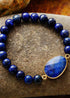 Boho Bracelet, Stretchy Bracelet, Blue Lapis Luzuli and Black Agate